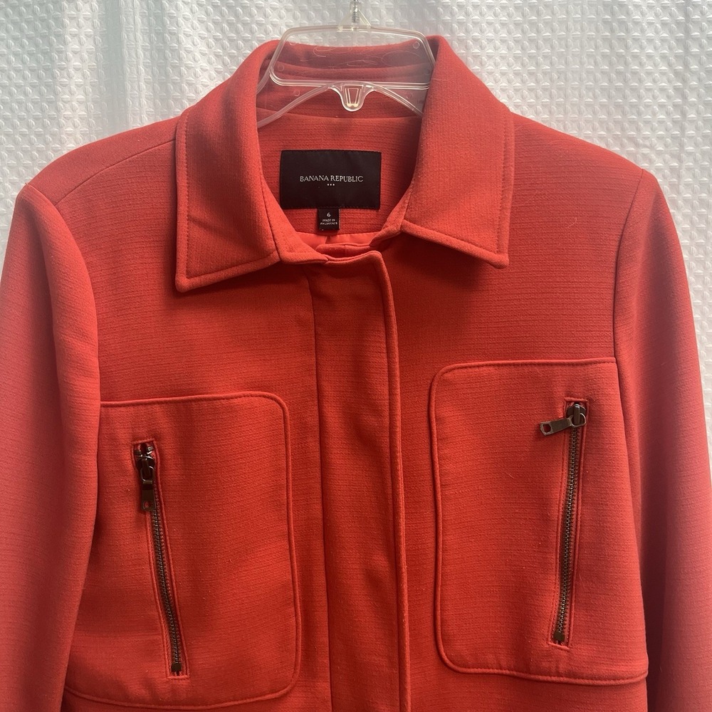 Banana Republic Pumpkin Orange Women's Moto Jacket Size 6 Office Chic Autumn - Picture 2 of 6